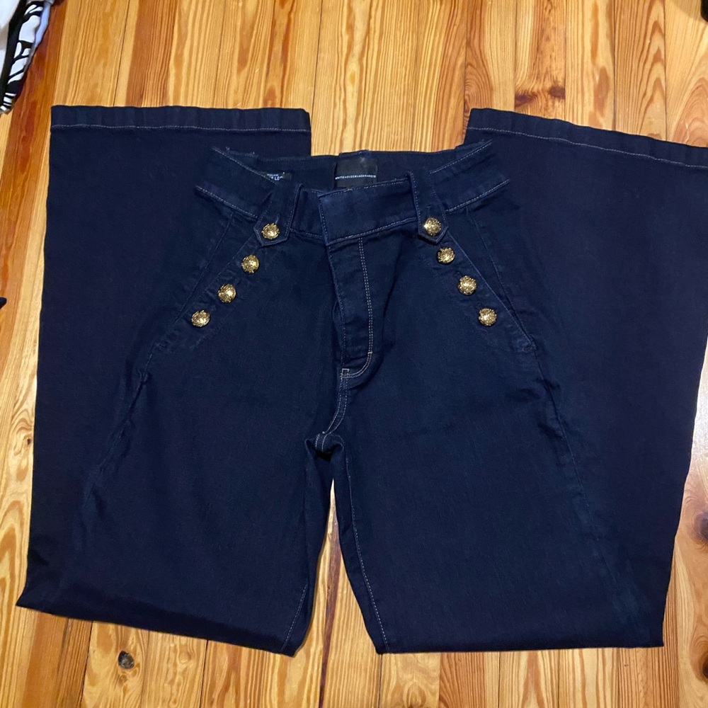 White House Black Market Dark Blue Wide-Leg Pants